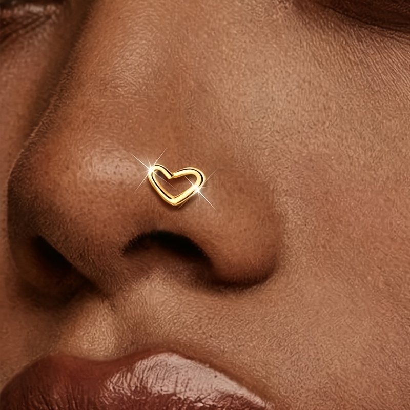 3pcs Elegant 20G Minimalist Heart Stainless Steel Nose Stud Ring